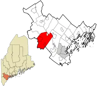 Location in Cumberland County and the state of Maine.