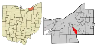 Location in Cuyahoga County and the state of Ohio.