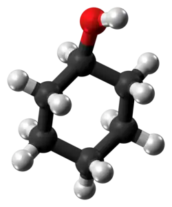 Ball-and-stick model of the cyclohexanol molecule