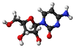 Ball-and-stick model of the cytidine molecule