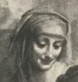 The head of Saint Anne in the Resta-Esterhazy carton (detail, c. 1503-1506, no longer extant).