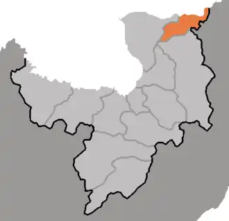 Map of Ryanggang showing the location of Taehongdan