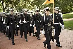 The United States Naval Academy commissions officers into the United States Marine Corps and United States Navy.