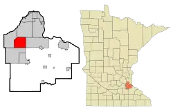 Location of the city of Apple Valley within Dakota County, Minnesota