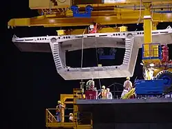 A bridge segment, part of the High Five interchange, in Dallas, Texas.