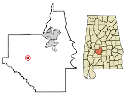 Location of Orrville in Dallas County, Alabama.