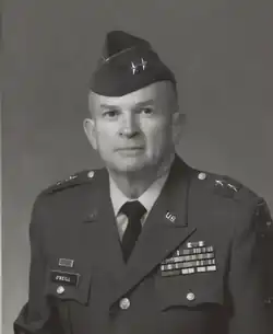 1989 black and white head and shoulders photo of Major General Daniel J. O'Neill in dress uniform and garrison cap