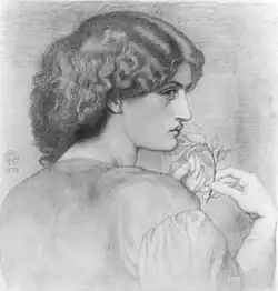 The Roseleaf (Portrait of Jane Morris; 1870), graphite on wove paper