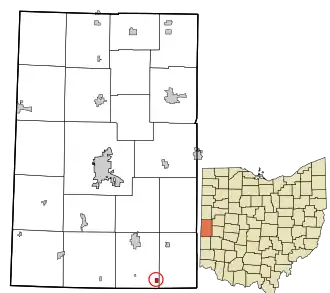Location in Darke County and the state of Ohio.