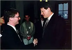 David Nelson shaking hands with U.S. Vice President Al Gore