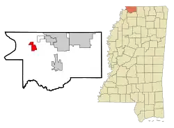 Location of Memphis, Mississippi