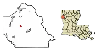 Location of Grand Cane in De Soto Parish, Louisiana.