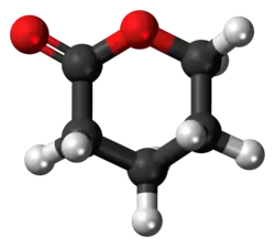 Ball-and-stick model of the δ-valerolactone molecule