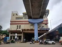 Front view of the station building heading towards Electronic City