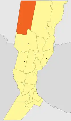 Location of Nueve de Julio Department within Santa Fe Province