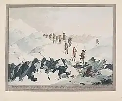 Image 52Horace Bénédict de Saussure shown in, Descent from Mont-Blanc, by Christian von Mechel (from Alps)
