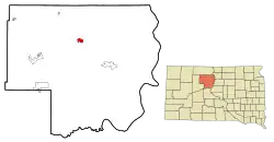 Location in Dewey County and the state of South Dakota