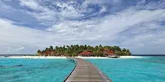 Thudufushi, one the many tourist resorts in the atoll