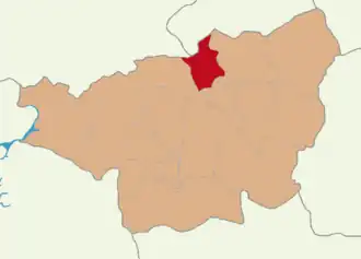 Map showing Hani District in Diyarbakır Province