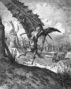 Image 51Don Quixote being struck by a windmill (1863 illustration by Gustave Doré). (from Windmill)