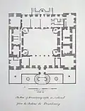 Original plan. The building extends 145&nbsp;ft (44m)