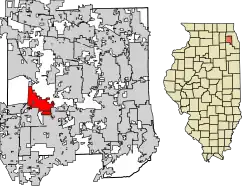 Location within DuPage County and Illinois