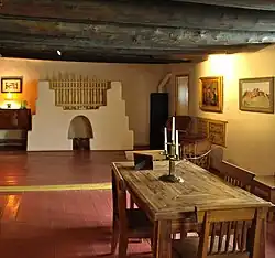 Dining room in Blumenschein Home. This section of the house was built in 1797.