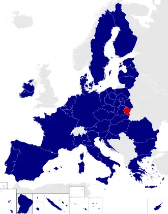Map of the European Parliament constituencies with Subcarpathian highlighted in red