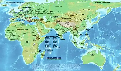 Map of the Eastern Hemisphere 1200 CE