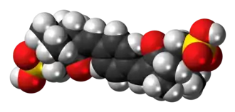 Space-filling model of the ecamsule molecule