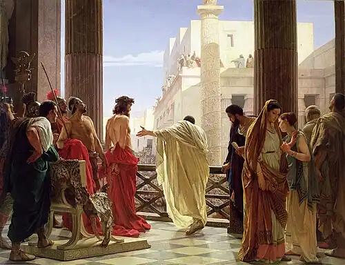 A depiction of Jesus's public trial