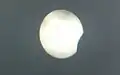 Photograph of the eclipse projected with binoculars in Puebla, Mexico