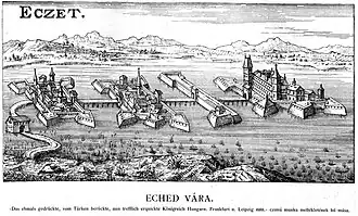 Four fortresses connected with a bridge to each other in a marschland
