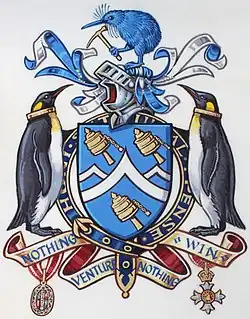 Coat of arms of mountaineer, explorer, and philanthropist Sir Edmund Hillary[86]