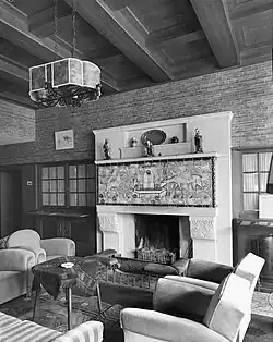 Interior at Het Kareol, with tile panel