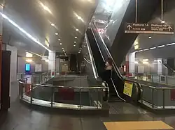 Escalators leading to the platform level