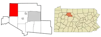 Location in Elk County and the state of Pennsylvania.