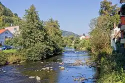 Heavy rains turned the Elz from a trickling stream to a rushing torrent at flood stage by 19 October.