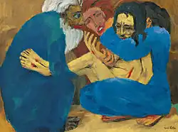 "The Burial" (Die Grablegung), oil on canvas, 87 × 117&nbsp;cm, Stiftung Nolde, Seebüll, Nasjonalmuseet, National Museum of Art, Architecture and Design, Norway, 1915.