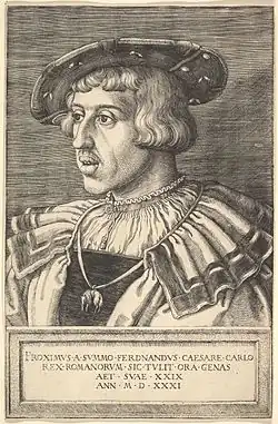 Engraving: The Emperor Ferdinand, 1531
