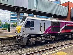 An Enterprise-liveried Class 201 at Belfast Lanyon Place station