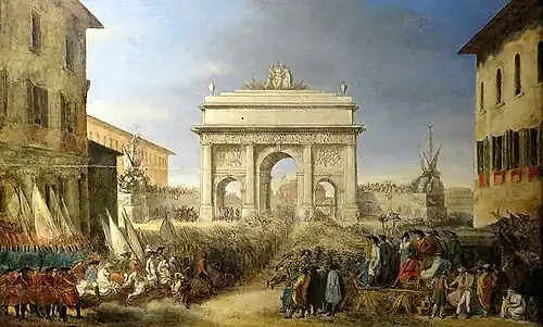 Ephemeral arch erected in Piazza di Ponte to celebrate the Roman Republic, Palazzo Braschi, Rome