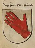Coat of arms of Galicia in Sammelband mehrerer Wappenbücher, c. 1530.