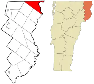 Location in Essex County and the state of Vermont.