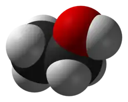 Space-filling model of ethanol