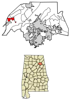 Location of Walnut Grove in Etowah County, Alabama.