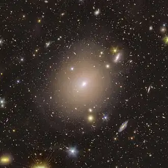 The galaxy NGC 6505 with an Einstein ring in its centre, which was discovered with Euclid.