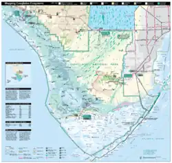 Everglades National Park map in Southern Florida.