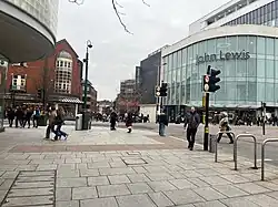John Lewis Building, adjacent to Waterstones in the busy high street.