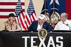 Melania Trump (left) with President Donald Trump and Texas Governor Greg Abbott on July 11, 2025
